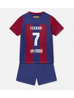 Barcelona Ferran Torres #7 Heimtrikotsatz für Kinder 2023-24 Kurzarm (+ Kurze Hosen)